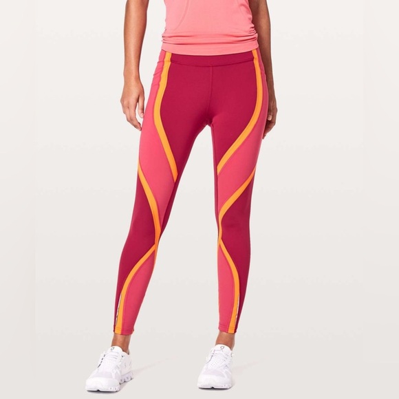 Lululemon Wild Twist 7/8 25” Tight Leggings Ruby Red Fuchsia Pink Amber Size 10 - Picture 2 of 12